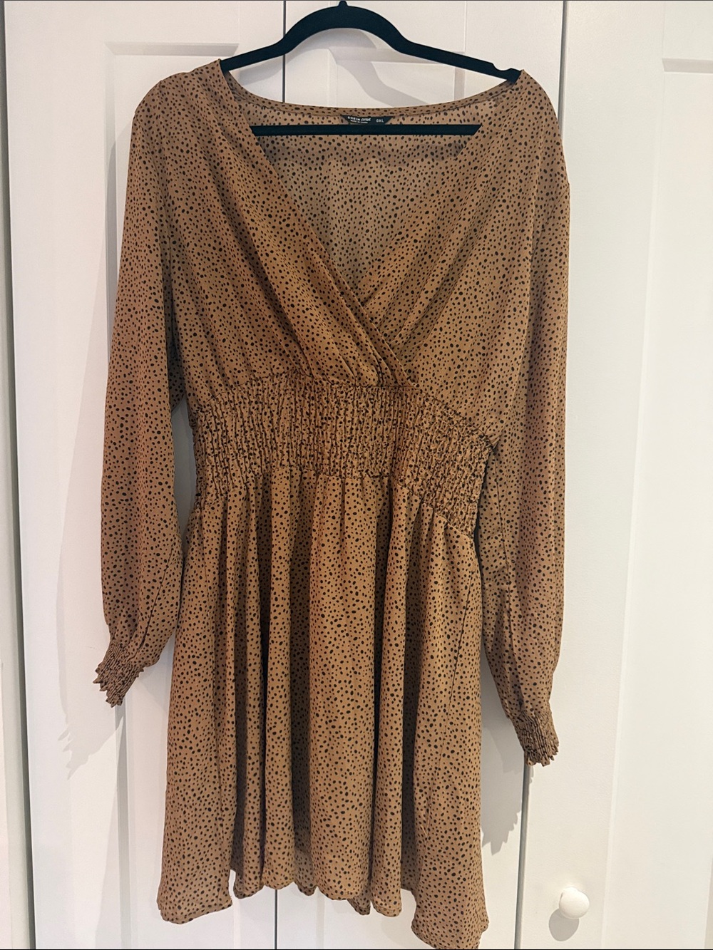 SHEIN Brown Polka Dot Wrap Mini Dress
